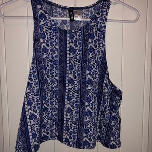 Blue Floral Cropped Top